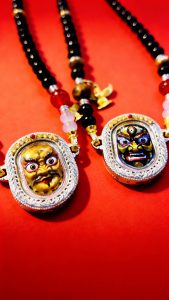 Tibetan Black & Yellow Twin Wealth Dharma Protectors---Black