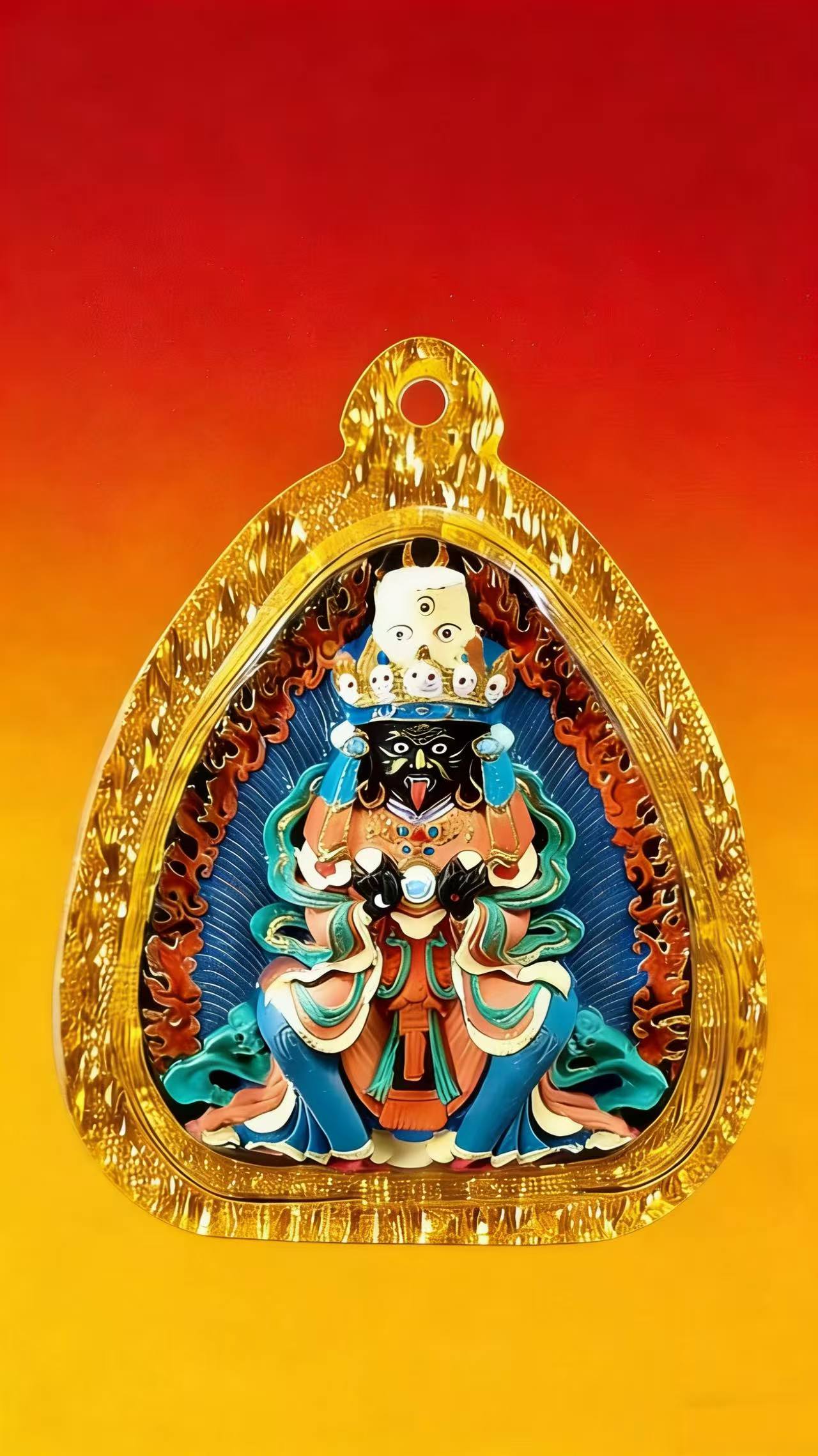 Hand-Painted Tsa-Tsa Thangka Pendant – Acrylic Tibetan Style 3D Amulet Gawu Box Necklace (Zaki Lhamo Design) - Image 3