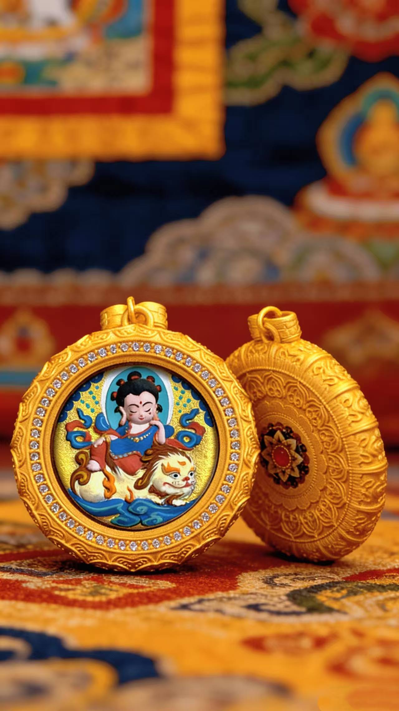 Manjushri Baby Buddha Tsa-Tsa Pendant | Tibetan Wisdom Symbol | Acrylic Sacred Amulet Necklace | Cultural Gift for Students & Learners