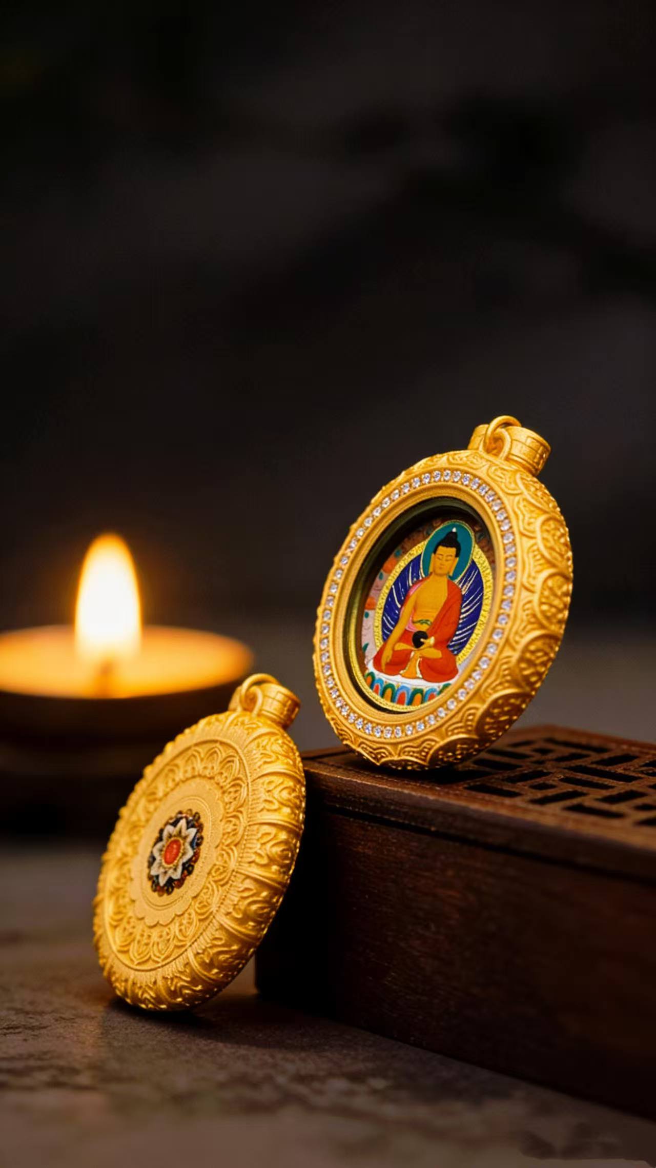 Shakyamuni Buddha Tsa-Tsa Pendant | Tibetan Cultural Amulet | Acrylic Sacred Necklace | Symbol of Wisdom & Inner Peace - Image 2