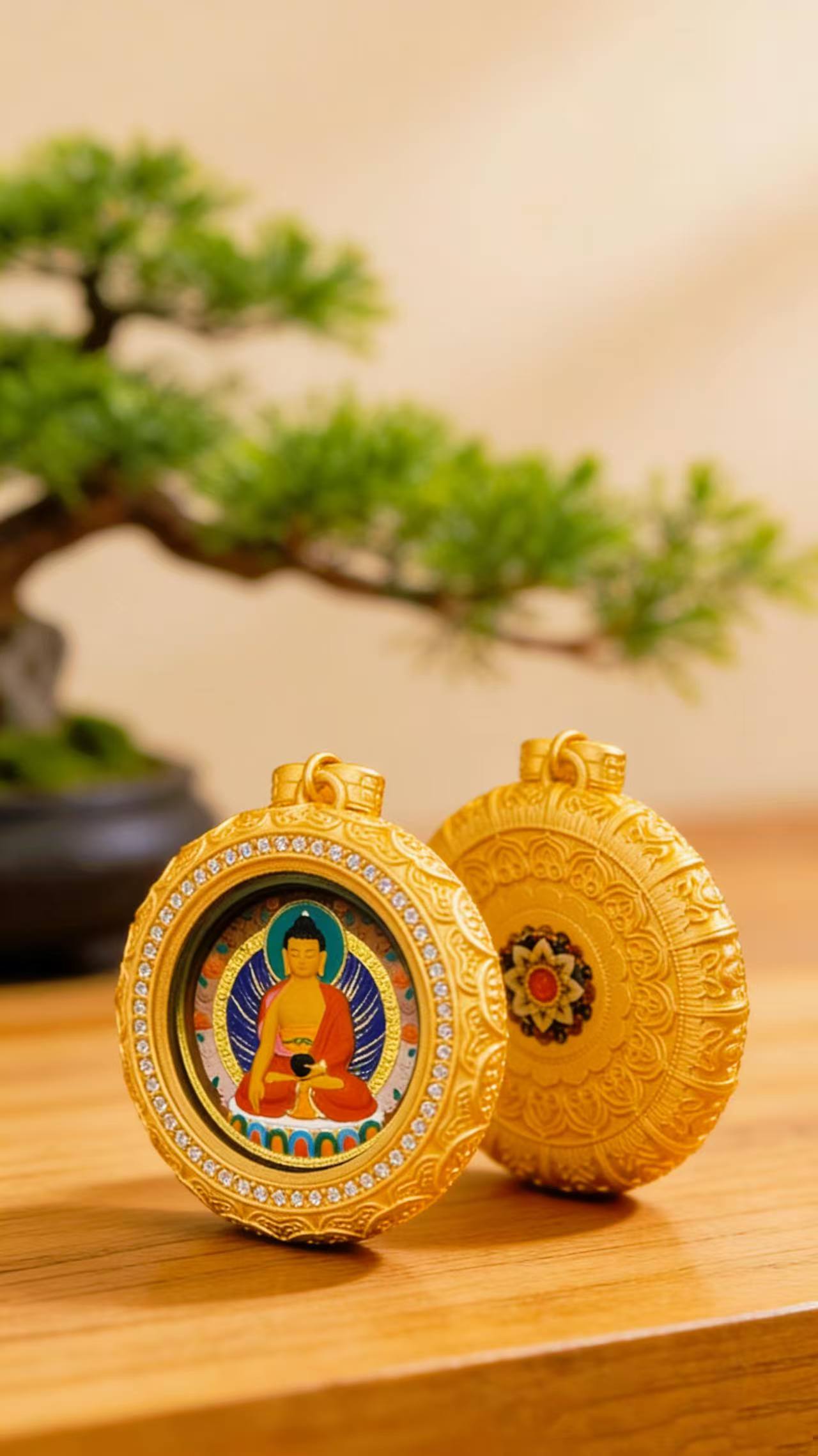 Shakyamuni Buddha Tsa-Tsa Pendant | Tibetan Cultural Amulet | Acrylic Sacred Necklace | Symbol of Wisdom & Inner Peace - Image 5