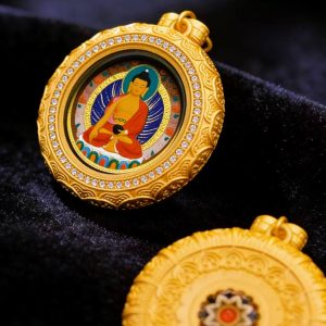 Shakyamuni Buddha Tsa-Tsa Pendant | Tibetan Cultural Amulet | Acrylic Sacred Necklace | Symbol of Wisdom & Inner Peace