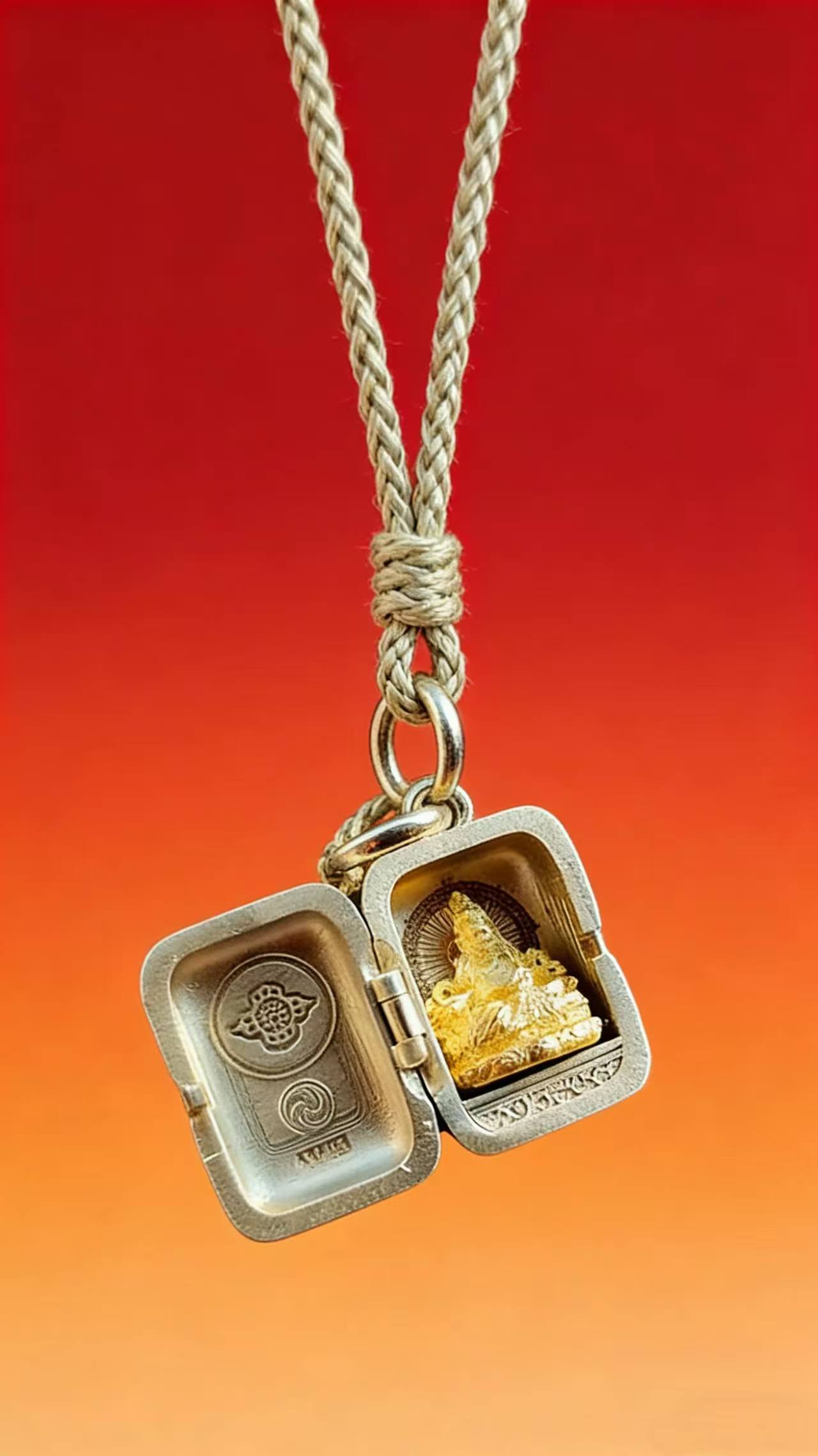 Mini Yellow Jambhala Gau Box Pendant – Gold-Plated Wealth Amulet Locket - Image 5