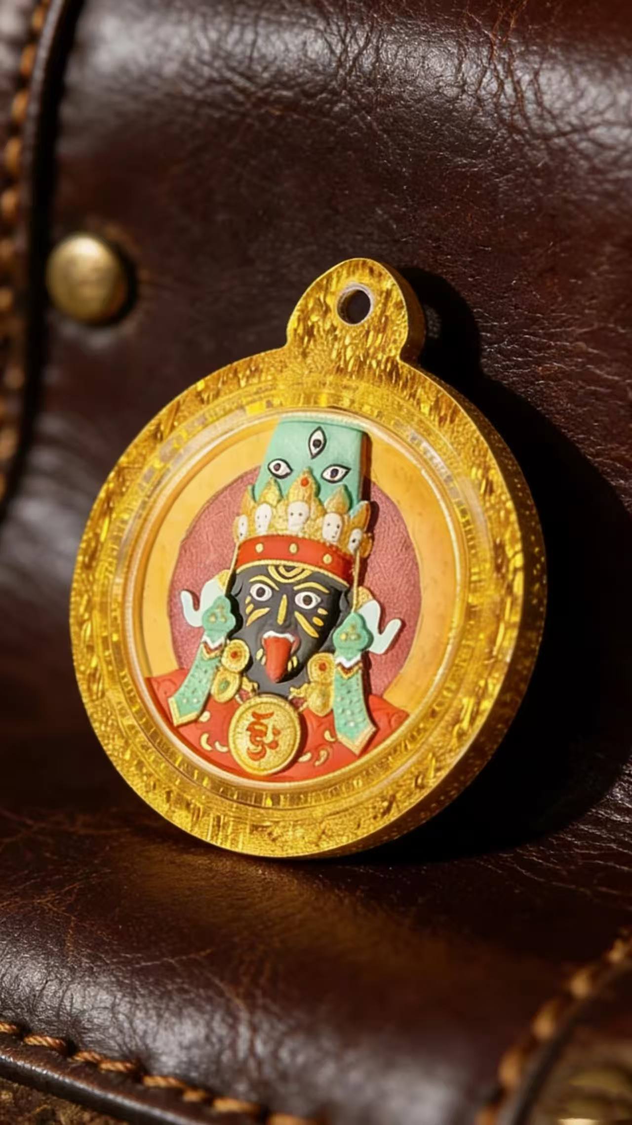 Hand-Painted Tsa-Tsa Thangka Pendant – Acrylic Tibetan Style 3D Amulet Gawu Box Necklace (Zaki Lhamo Design) - Image 6