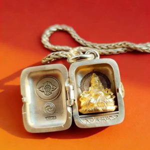 Mini Yellow Jambhala Gau Box Pendant – Gold-Plated Wealth Amulet Locket