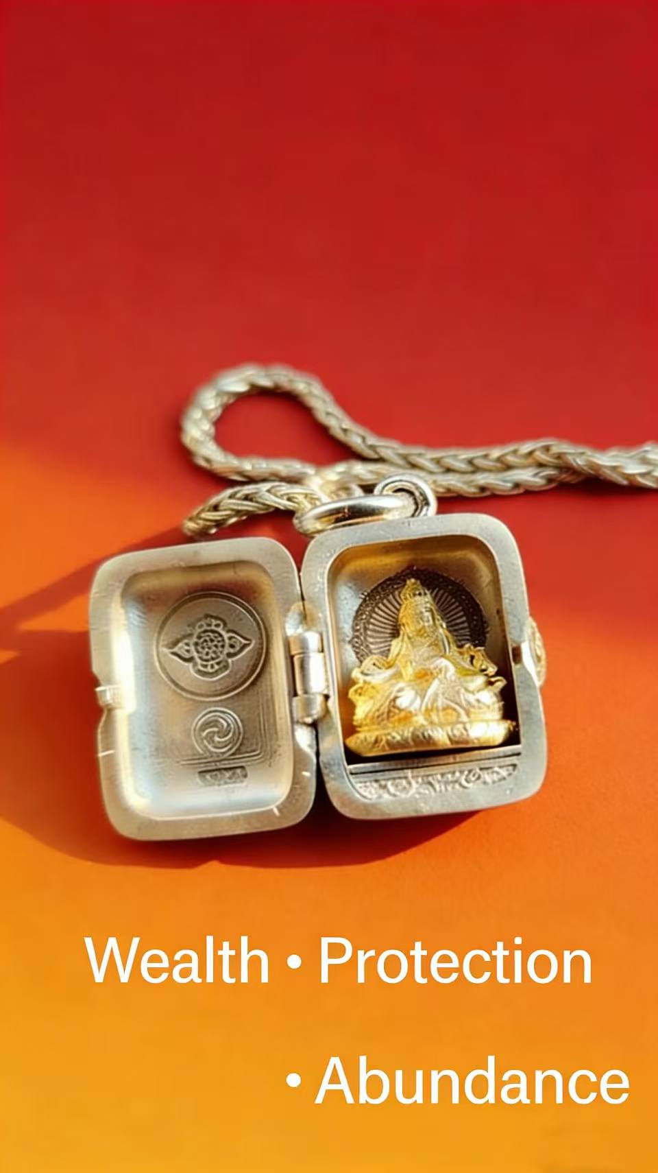 Mini Yellow Jambhala Gau Box Pendant – Gold-Plated Wealth Amulet Locket