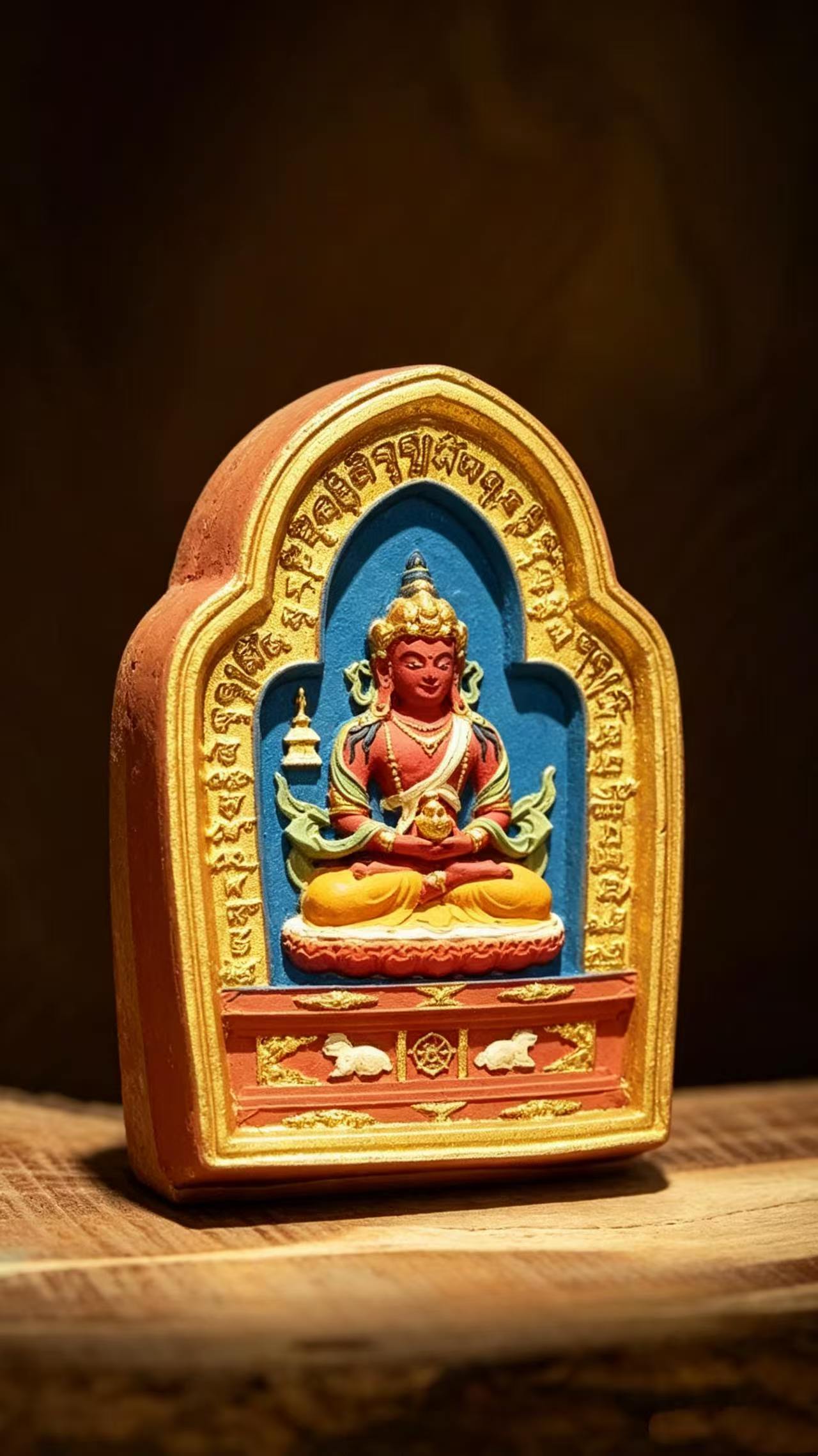Amitayus (Longevity Buddha) Thangka Desk Display - Image 4
