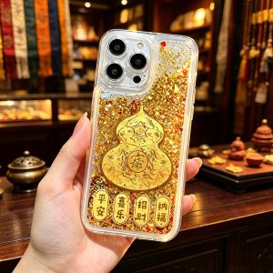 Lucky Gourd Liquid Sand Phone Case | An Eastern Talisman Carrying Blessings and Good Fortune